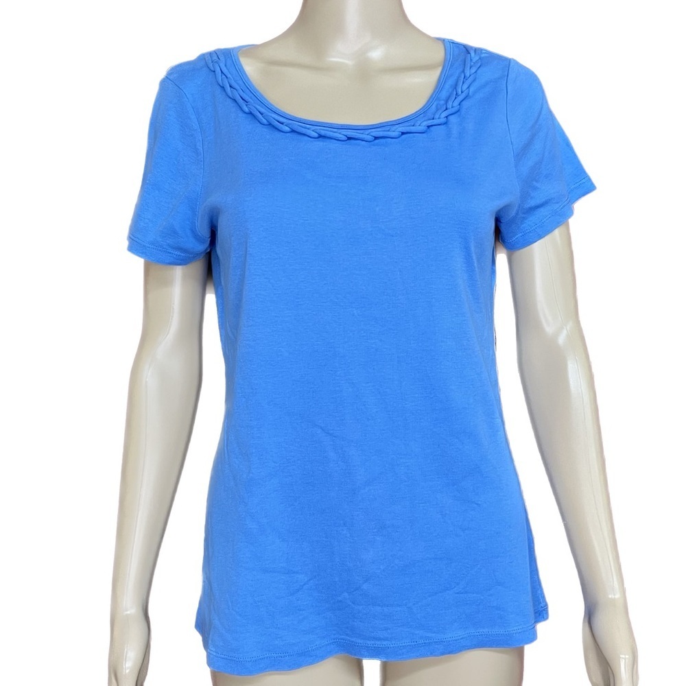 Talbots Pima Cotton Rope Trim Top Size Medium